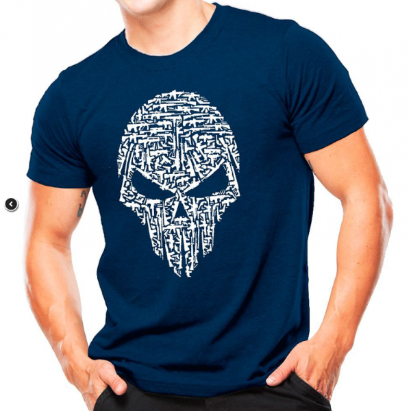 Camiseta Atack Militar Caveira Armas - Azul