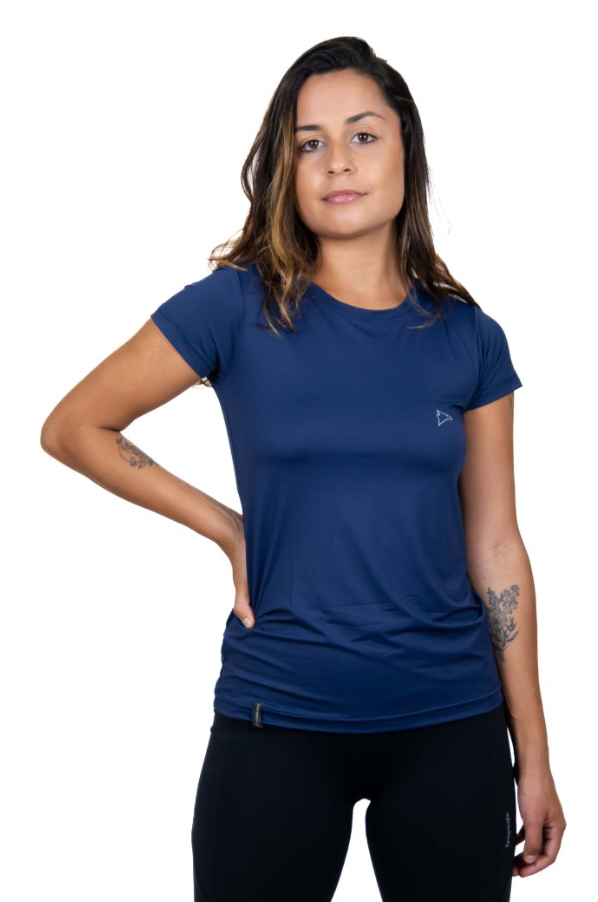 Camiseta Conquista Dry Cool UPF50+ MC Fem - Azul Marinho 